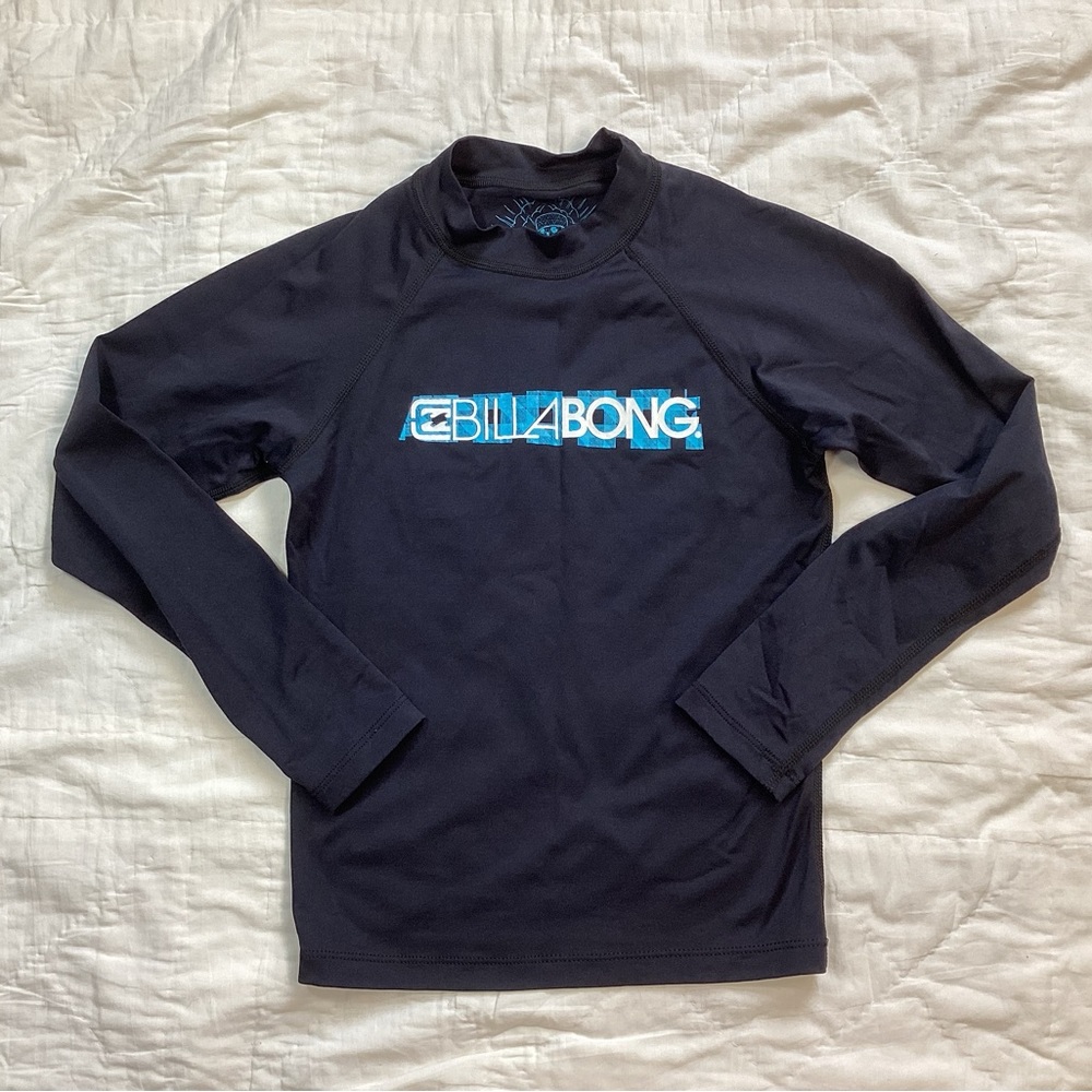 Kids Billabong UPF 50+ Long Sleeve Rashguard Swim Shirt Black 12